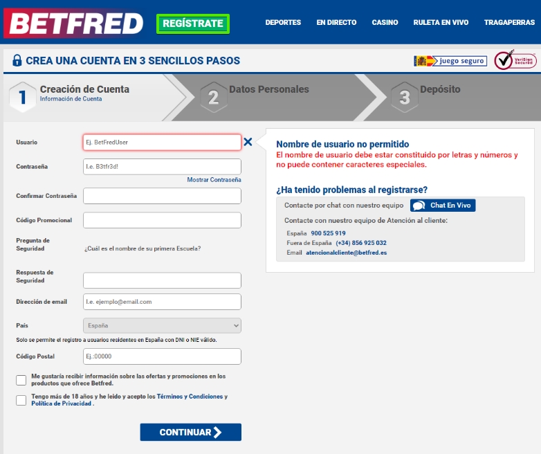 La ventana de registro en el sitio web de la casa de apuestas Betfred. La ventana de registro en el sitio web de la casa de apuestas Betfred.