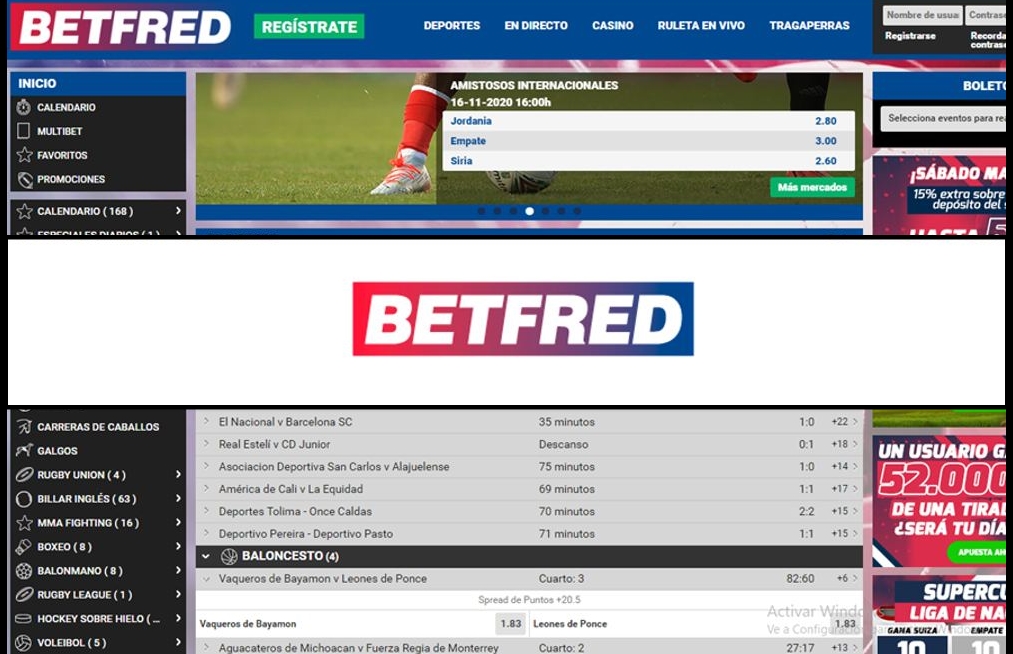 La ventana del sitio web de Betfred. Secciones de Betfred. La ventana del sitio web de Betfred. Secciones de Betfred.