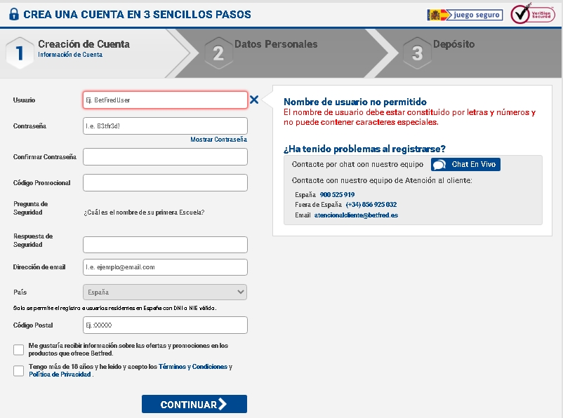 Formulario de inscripción Formulario de inscripción